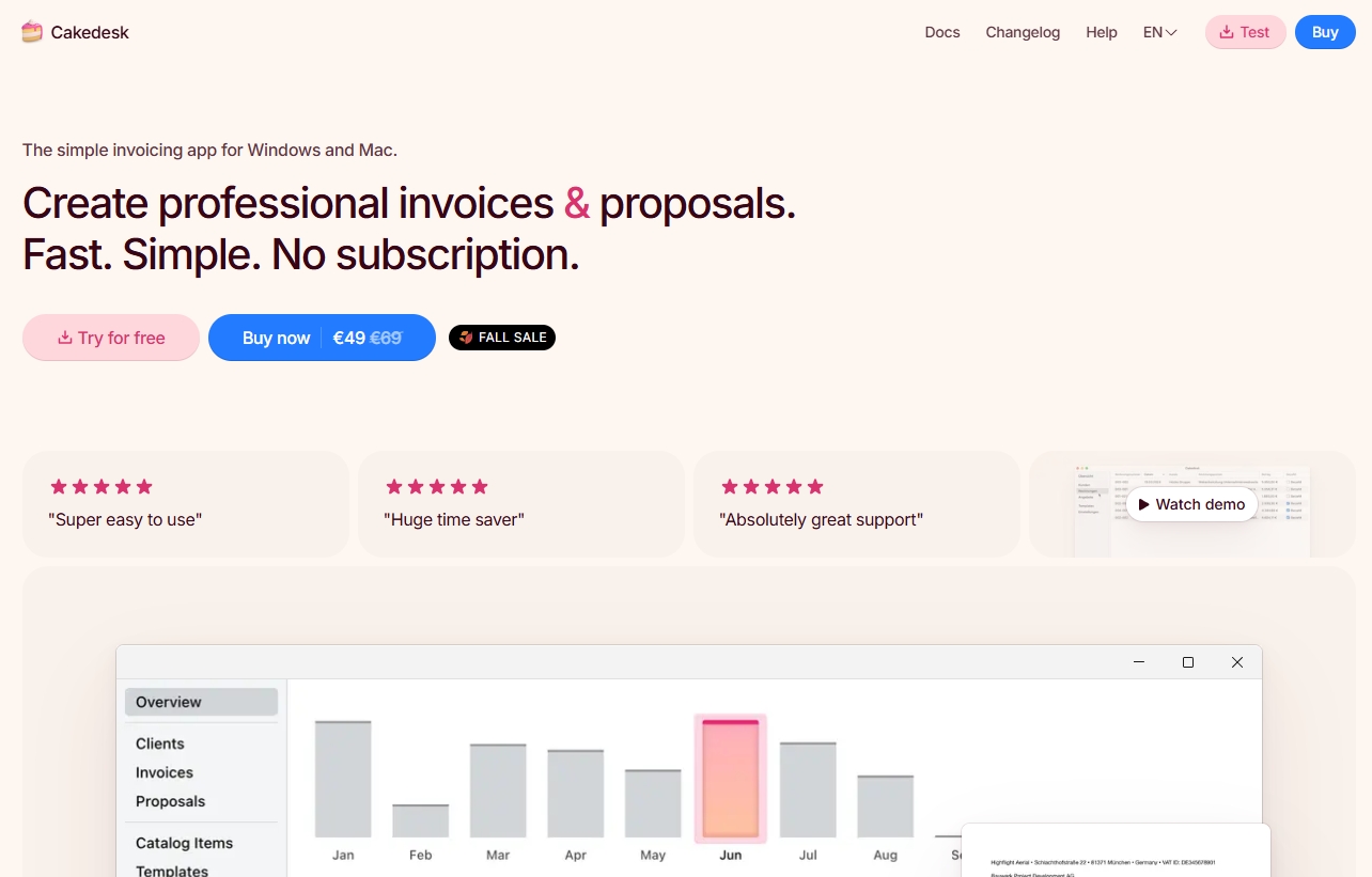 Cakedesk 官网首页截图