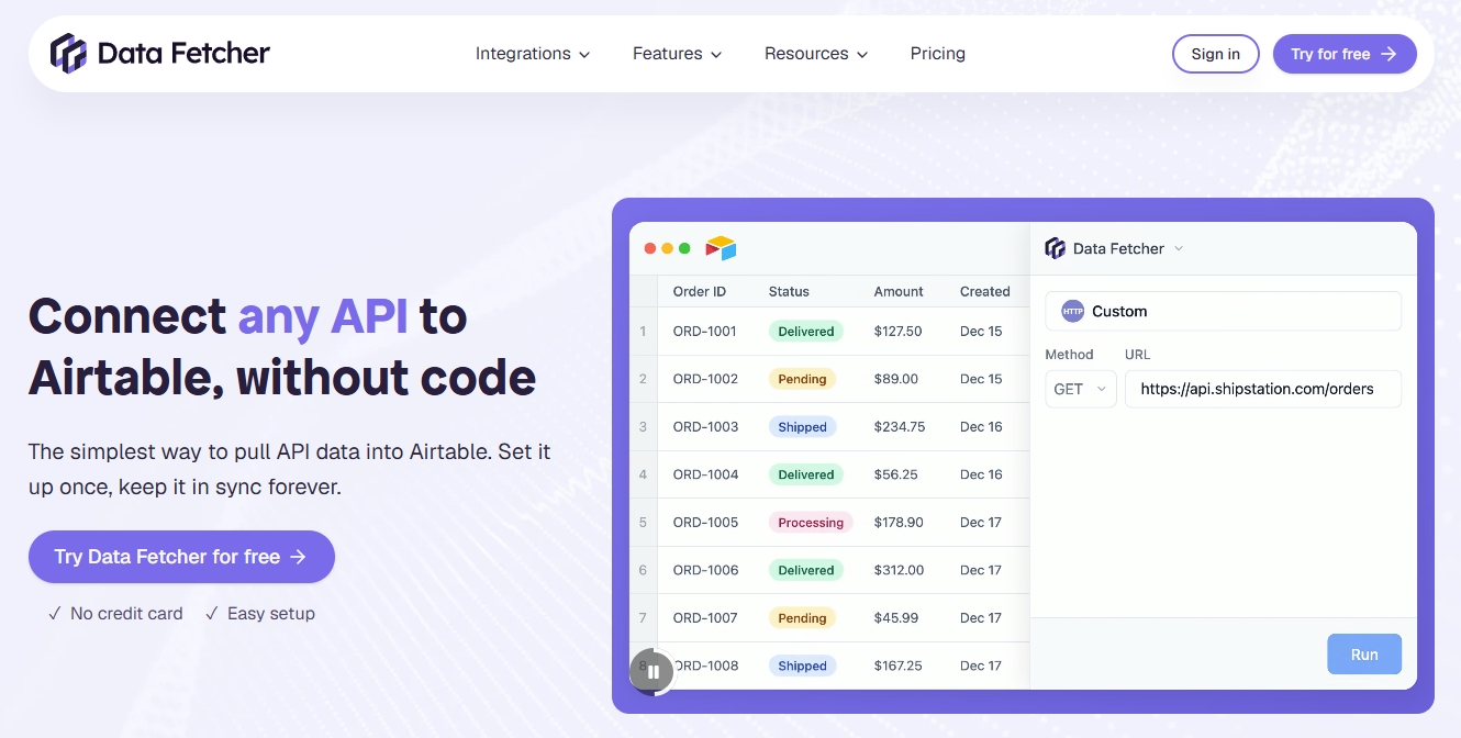 Data Fetcher 官网首页截图