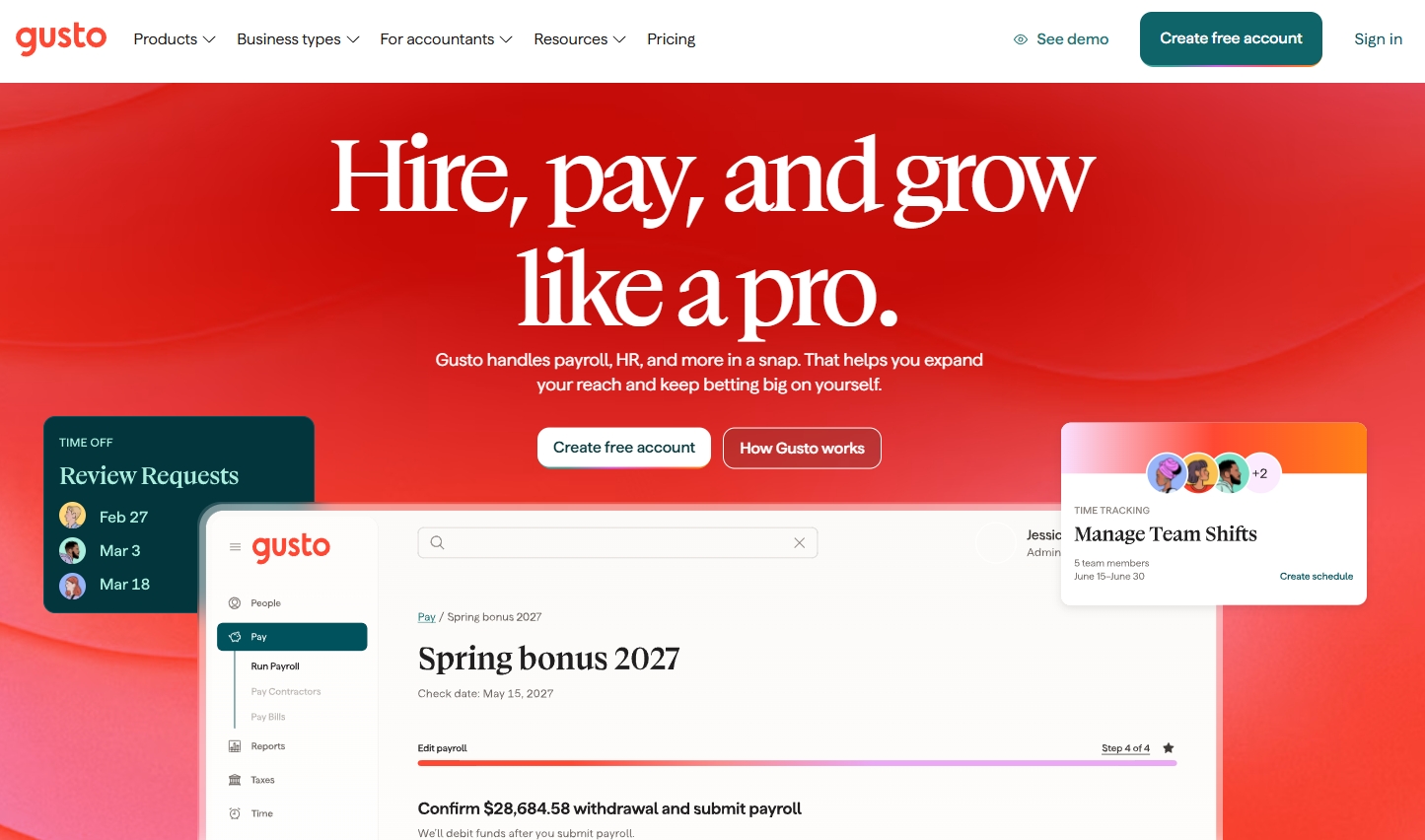 Gusto 官网首页截图