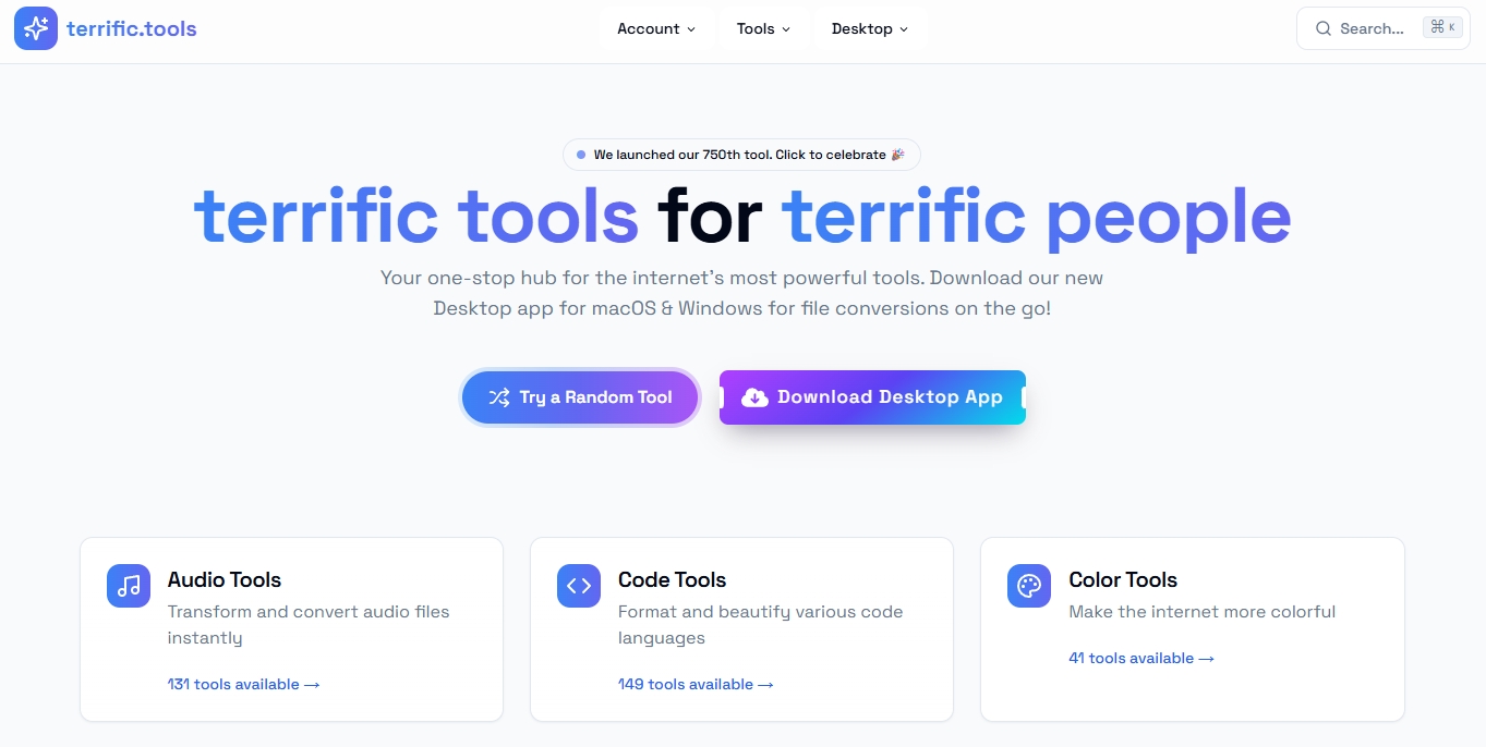 terrific.tools 官网首页截图